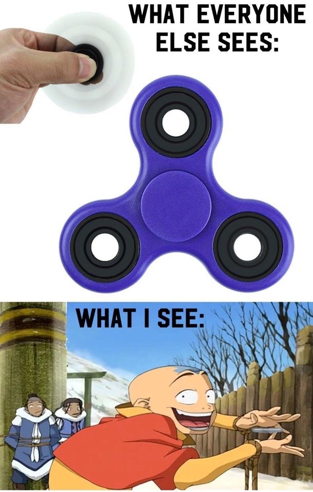 Meme montrant que les utilisateurs d'un handspinner se prenaient pour un héros de dessin animé